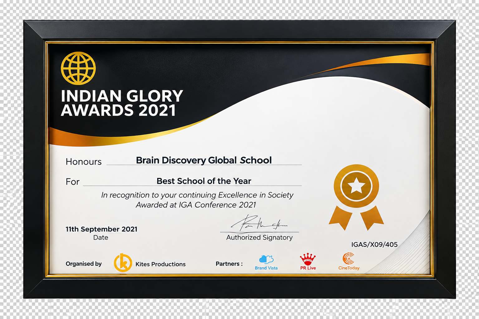 Best School of the Year Certificate