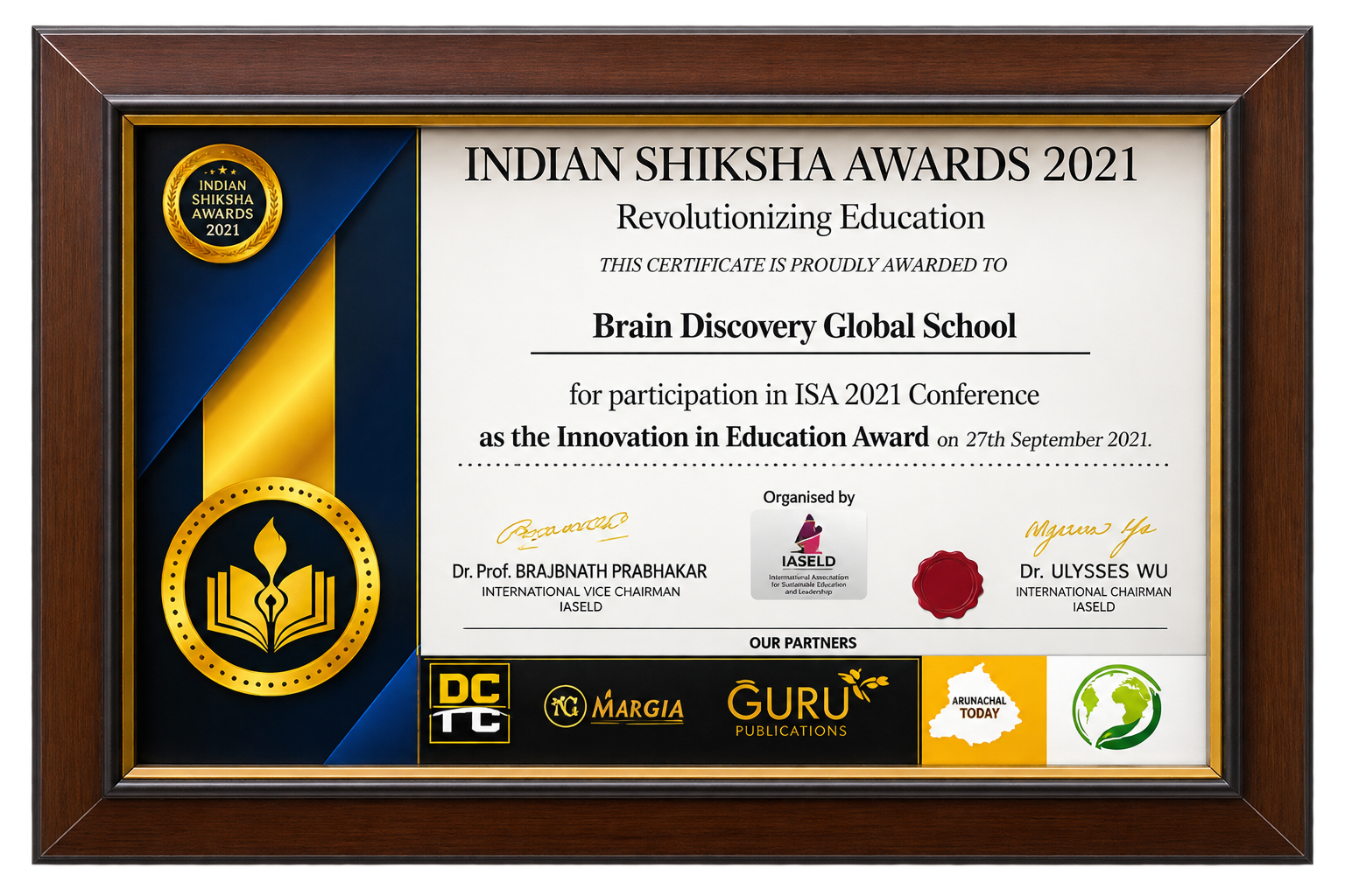 Innovation in Education Award Certificate