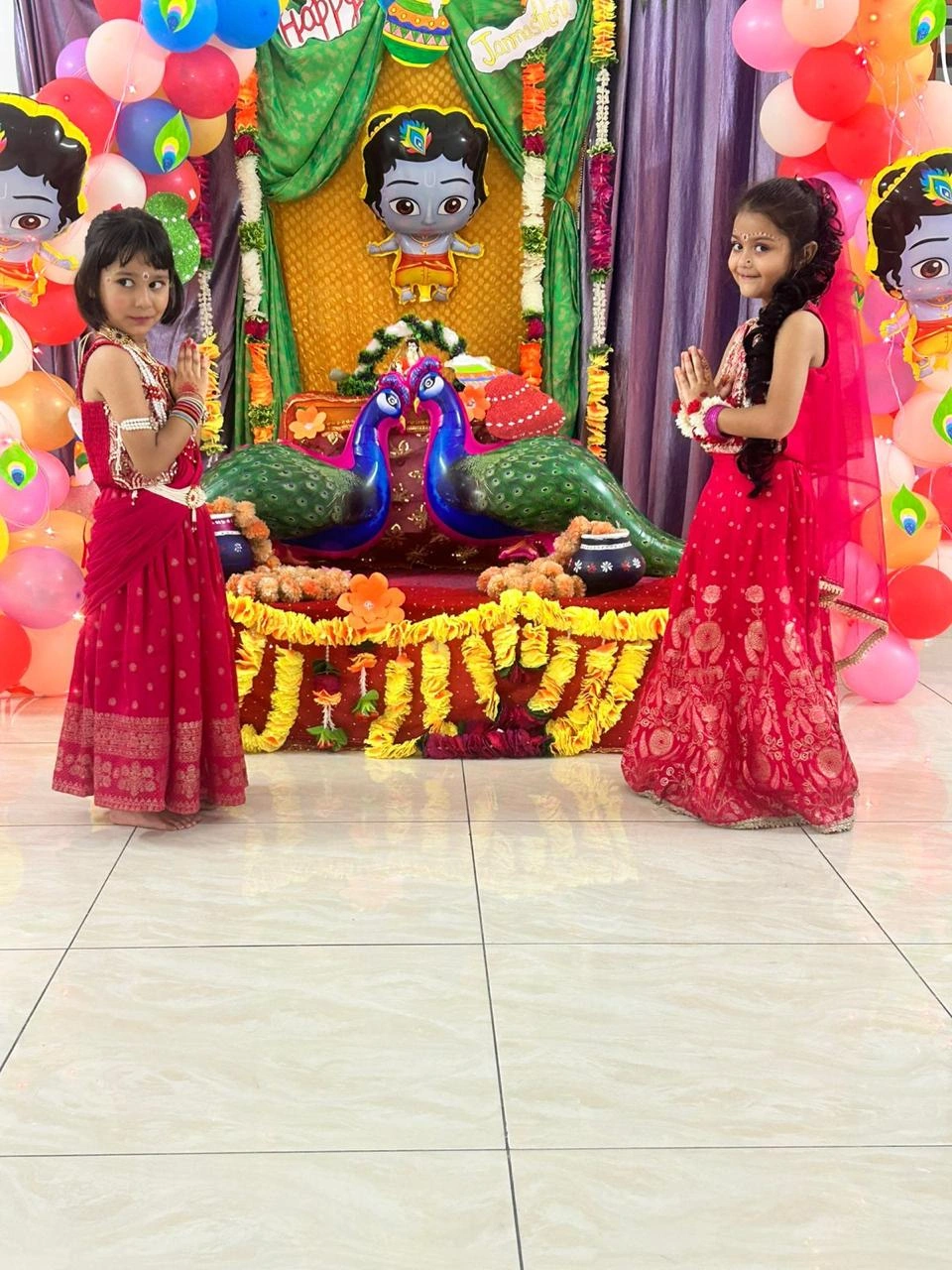 Children taking part in the school Janmashtami festivities